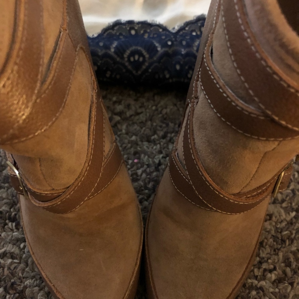 Brown strappy booties